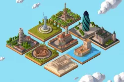 Cartoon Low Poly Europe Landmarks Pack