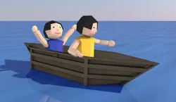 Cartoon Origami Animated Boat