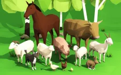 Domestic animals pack lowpoly