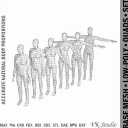 Female Base Mesh In 6 Modeling Poses
