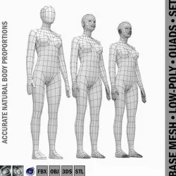 Female Base Mesh Natural Proportions in Rest Pose