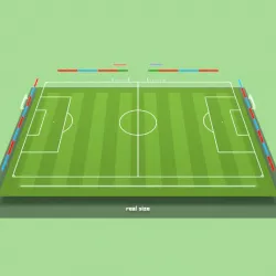 Football soccer field, markup, gates, shelters for the bench, chairs, billboard