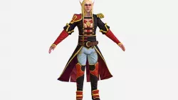 Game Character White Elf Leather Coat Cavalier