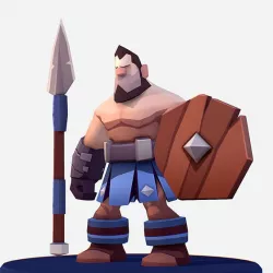 Handpaint Cartoon Medieval Spearman Wood Shield
