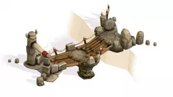 Handpaint Cartoon Stoned and Wooden Bridge Structure
