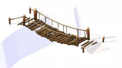 Handpaint Cartoon Wooden Structure Suspension Bridge