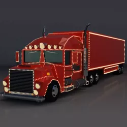 Low Poly Cartoon Christmas Truck