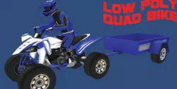 Low Poly Quad Bike With Trailer & Rider - 1