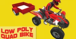 Low Poly Quad Bike With Trailer & Rider - 2