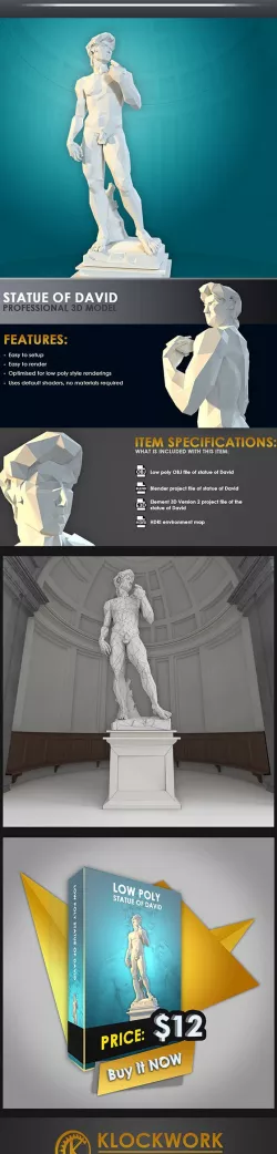 low poly statue of david