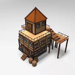 Medieval Tavern Low Poly