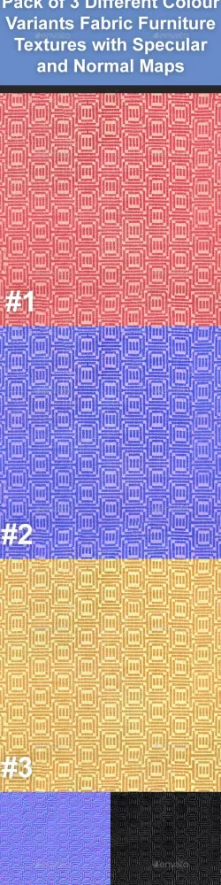 Pack of 3 Colour Variants Fabric Furniture Textures