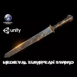 Realistic Low Poly Scratched Sword