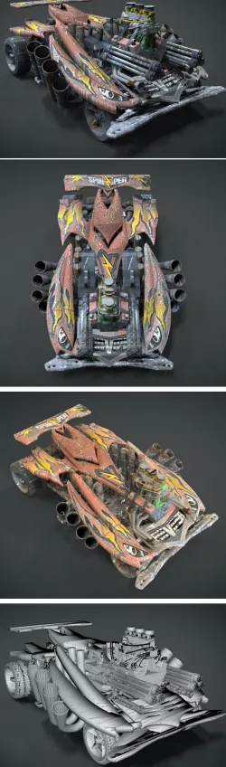 Red Spin Viper with interior and detail machine Hot Rod Mode plus Gatling
