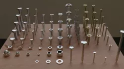 Set of 73 Bolts, Nuts, Washers, Nails, Sleeves, Butterflies