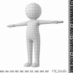 Stylized Stickman in T-Pose