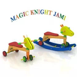 Sustainable multi-functional wooden toy for little children age from 8 months to 4 years old.