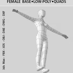 T-pose Low-poly 3D Female base