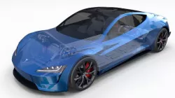 Tesla Roadster 2020 Electric Blue with interior and chassis