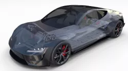 Tesla Roadster 2020 Midnight Silver with interior and chassis