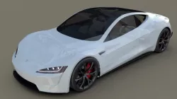 Tesla Roadster 2020 White with interior and chassis