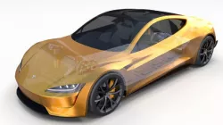Tesla Roadster 2020 Yellow with interior and chassis