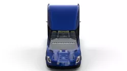 Tesla Truck with Chassis and Interior Blue