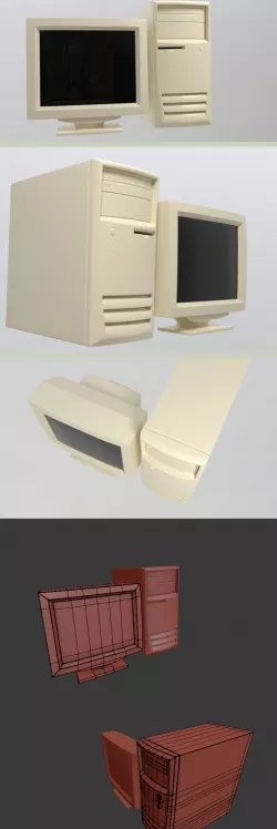 90S Old desktop computer and monitor