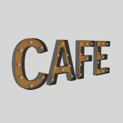 Cafe Sign With Bulb