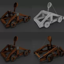 Catapult rigged Animation Low-Poly