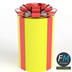 Cylindrical gift case with a ribbon