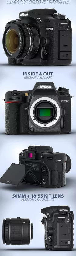 DSLR D7500 Camera Element 3D Model