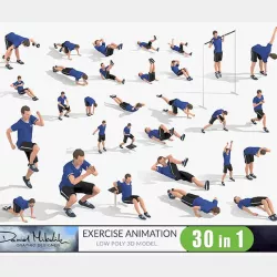 Exercise Animations Bundle Low-poly 3D model