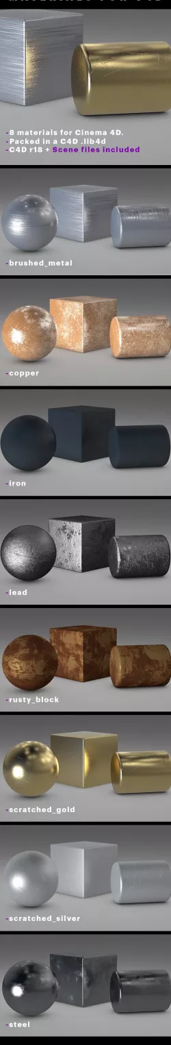 Grunge Metal Materials For C4D