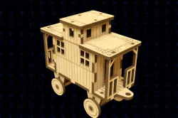 Laser-Cut Caboose "Novogodny Poezd" Wooden Toy