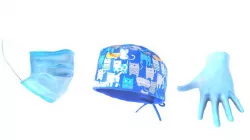 Medical assets: hat, mask and gloves. Set 01
