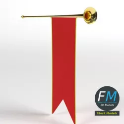 Medieval heraldic trumpet with a banner