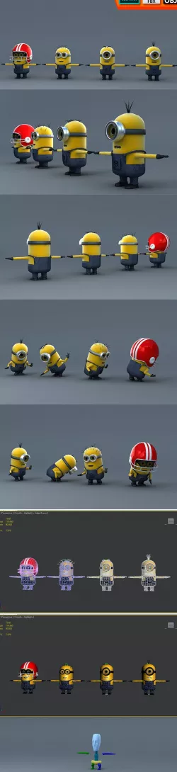 Minions Models Rigged with Biped