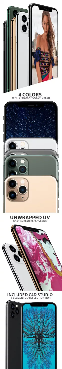 Phone 11 Pro Max for Element 3D and Cinema 4D