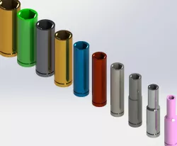 PN 61298, Metric 10 Piece Color Coded Deep Wall Socket Set, 5-14 mm Design Table Configurable