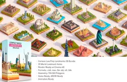 Polygonia Cartoon Low Poly Landmarks Mega Pack