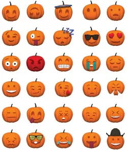 Pumpkin Smiley Set of 30 Expressions for Halloween (2D and 3D)