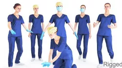 Rigged medical nurse 14, animated in 4 styles