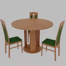 Round dining table and chairs