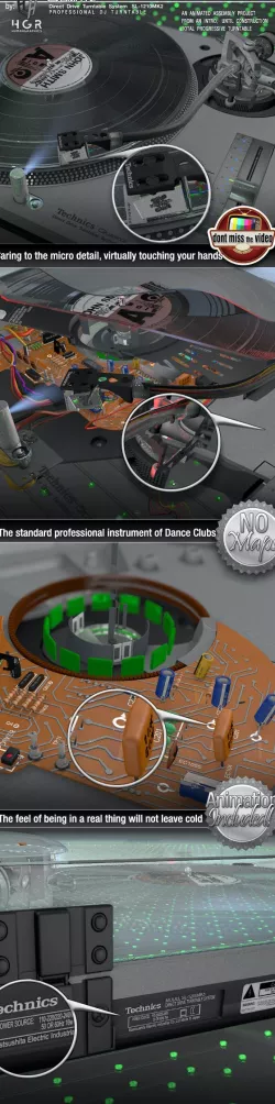 Turntable pro Technics SL1200MK5 Silver assembling animation