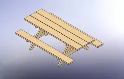 wood bench with table
