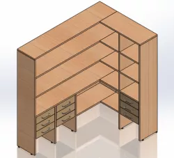 Wooden Bookcase with drawers