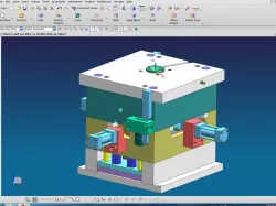 3D gear mold with 2 cylinder slider