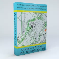 Amsterdam Schiphol AMS Airport Roads Buildings and Public Trans 3D model
