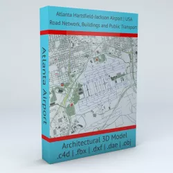 Atlanta ATL Hartsfield Jackson Airport Roads Buildings Pub Trans 3D model